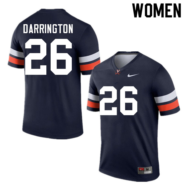 Women #26 Devin Darrington Virginia Cavaliers College Football Jerseys Sale-Navy